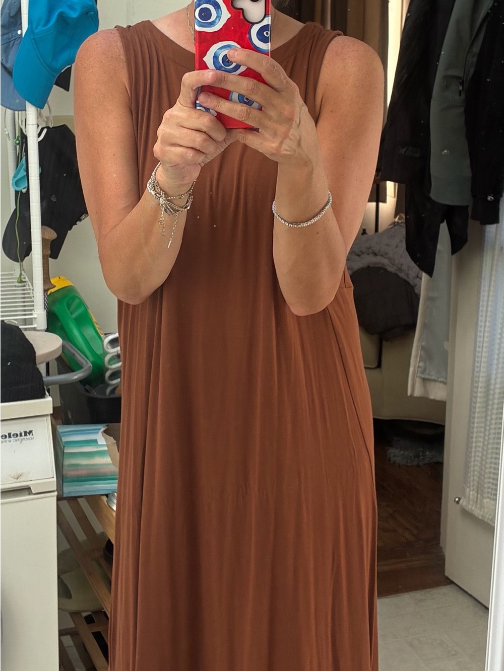 J Jill Sleeveless Brown Maxi Dress - Classic Casual Style